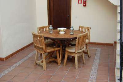 The little table in the atrium where I wrote the diary